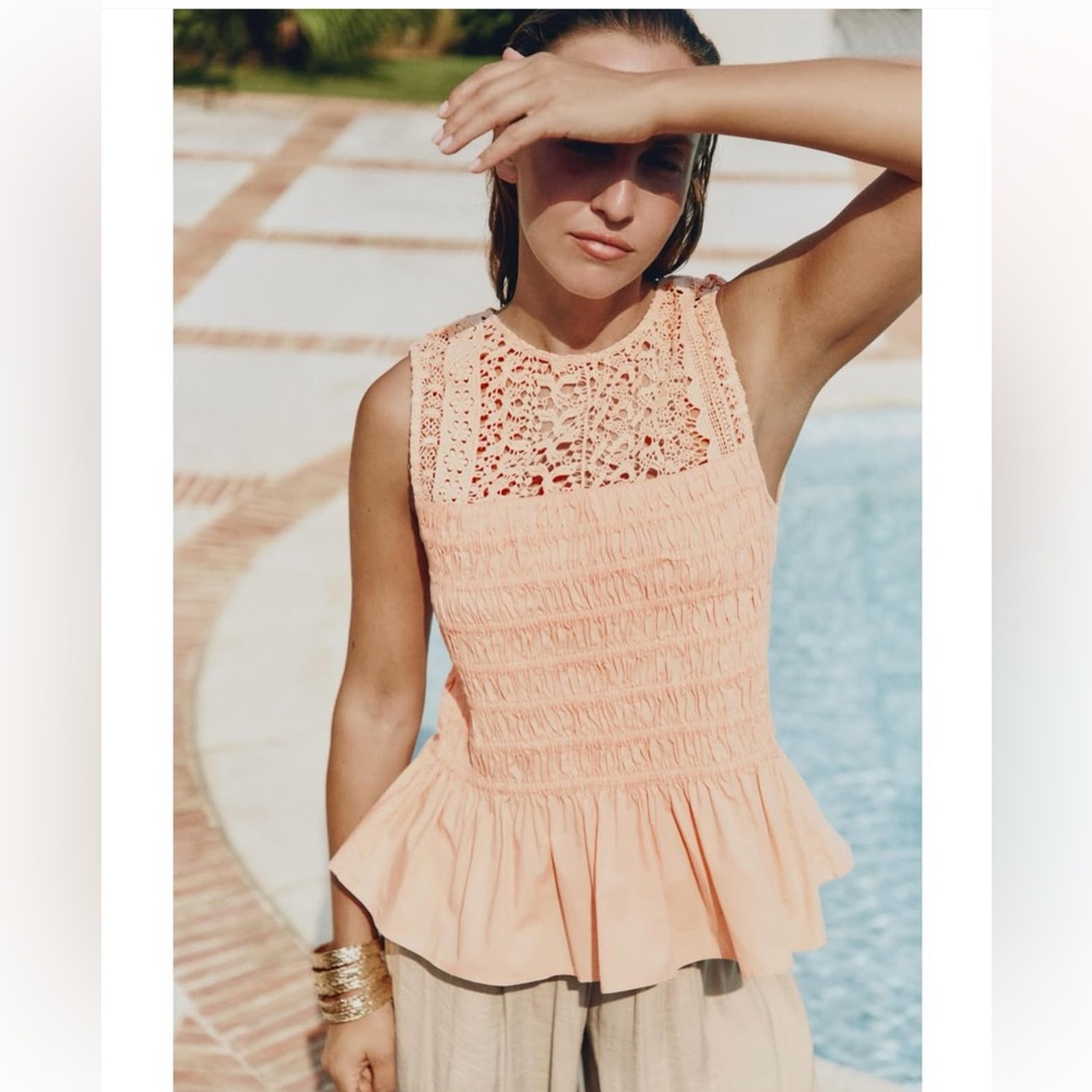 ZARA RUFFLED ELASTIC TOP - Picture 2 of 11